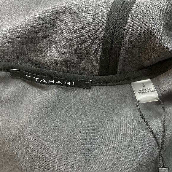 NEW Tahari $118 Gray Black Short Sleeve Zip Work Career Mini Sheath Dress Sz 8 - Picture 9 of 11